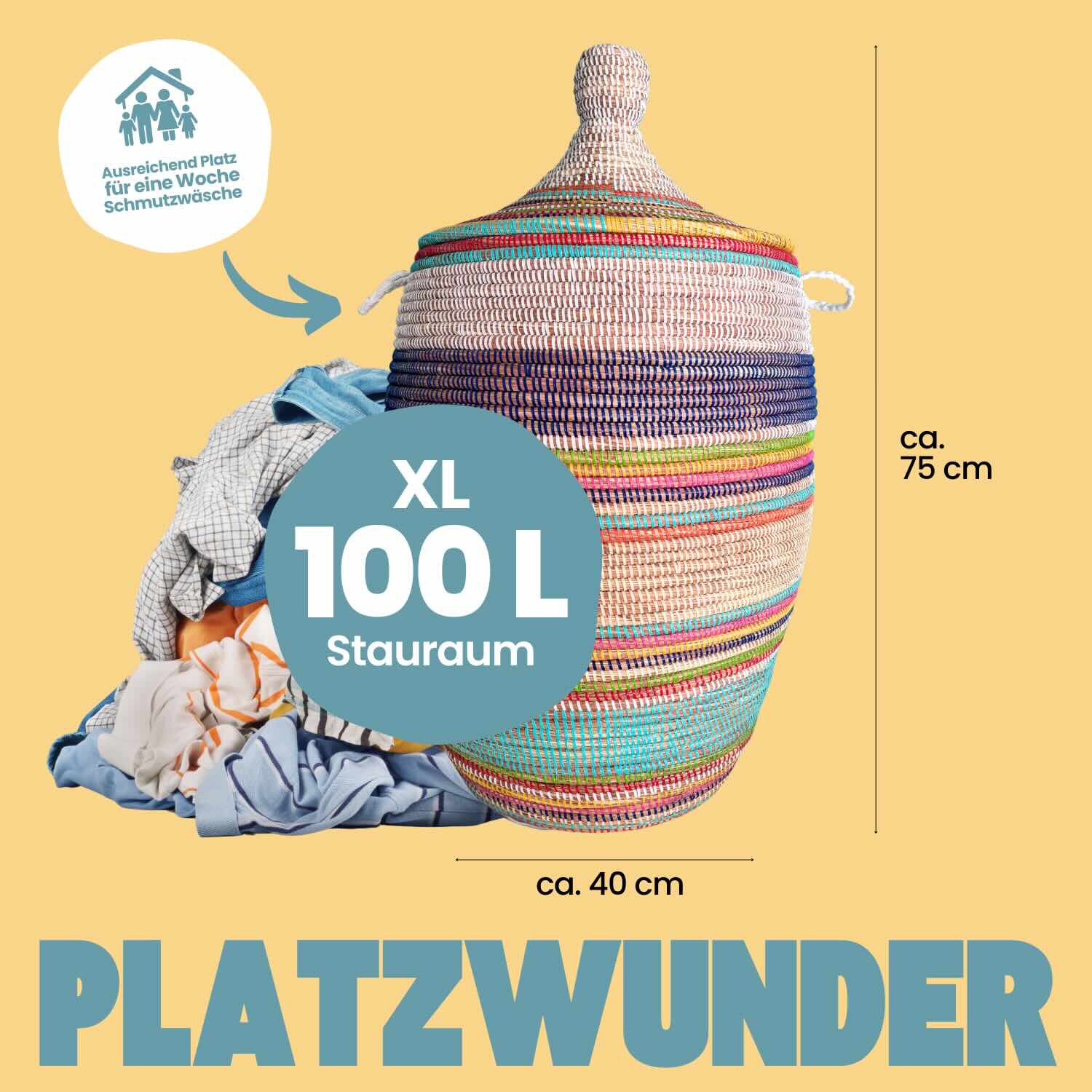 Wäschekorb Senegal XL - Bold Stripes - Blau