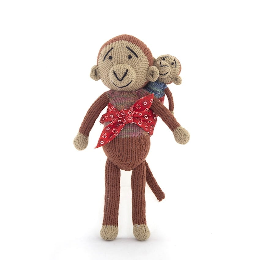 Affe Kuscheltier Mama und Baby Stofftiere Strickpuppe Gogo Olive Affe Kuscheltier Mama und Baby Stofftiere Strickpuppe Gogo Olive