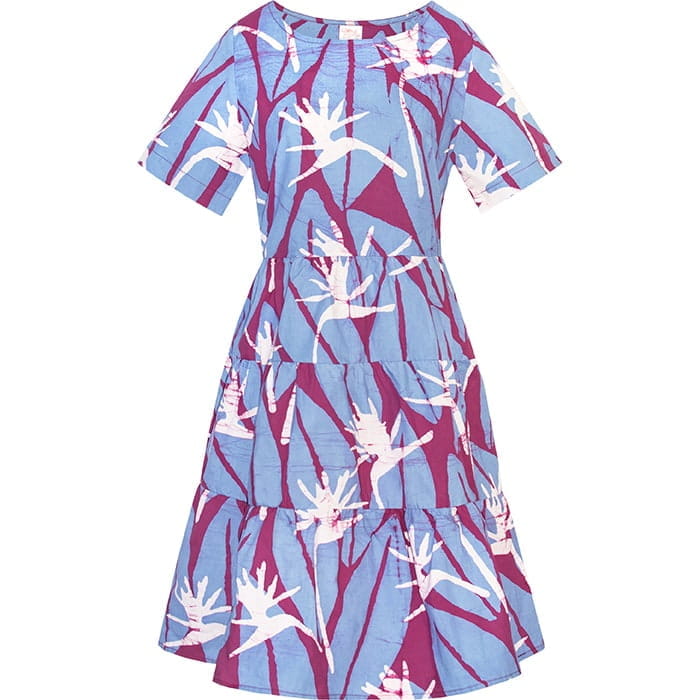 Tiered Dress Short - Birds of Paradise - Magenta