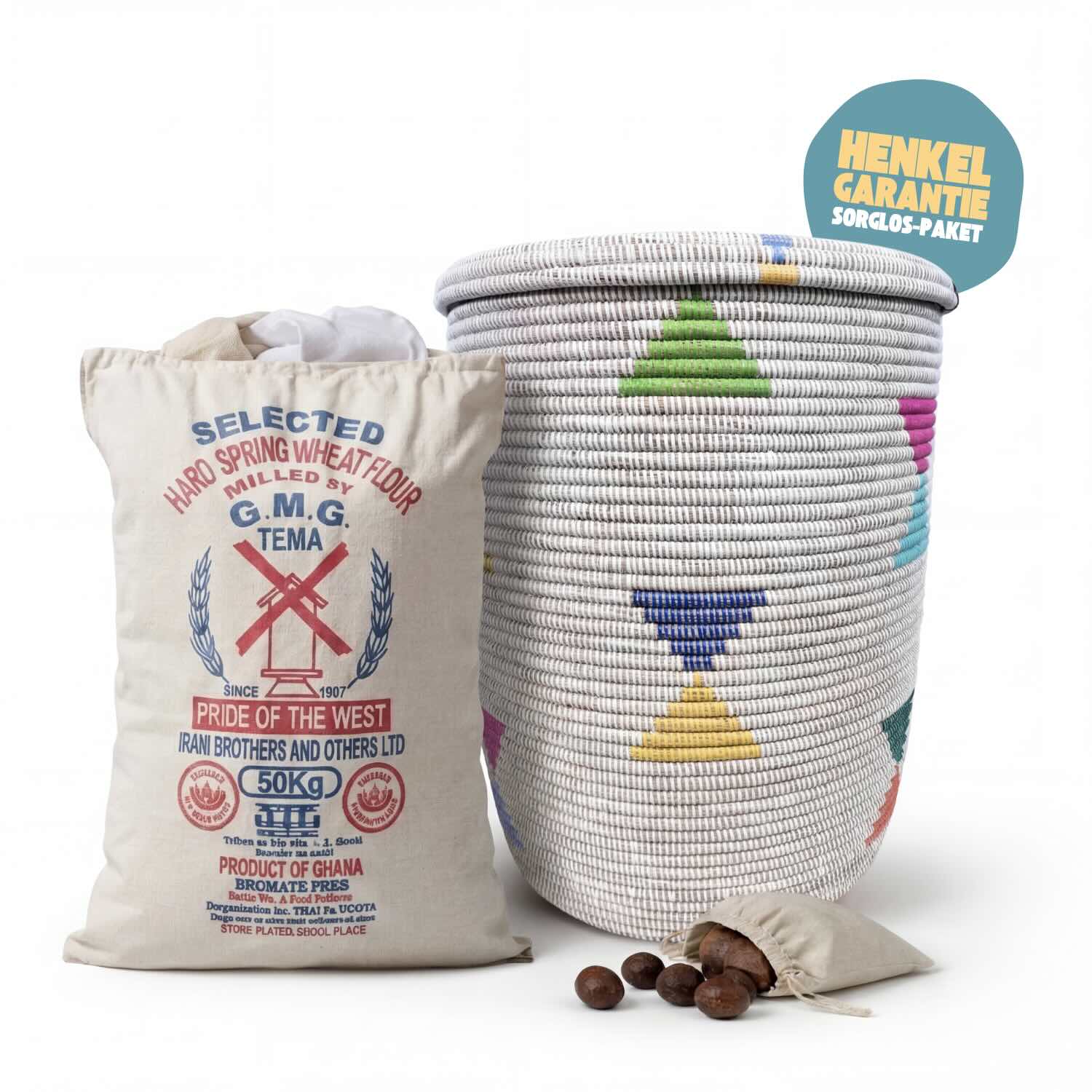 Wäschekorb Flachdeckel XXL - Triangle Stripes - Weiß