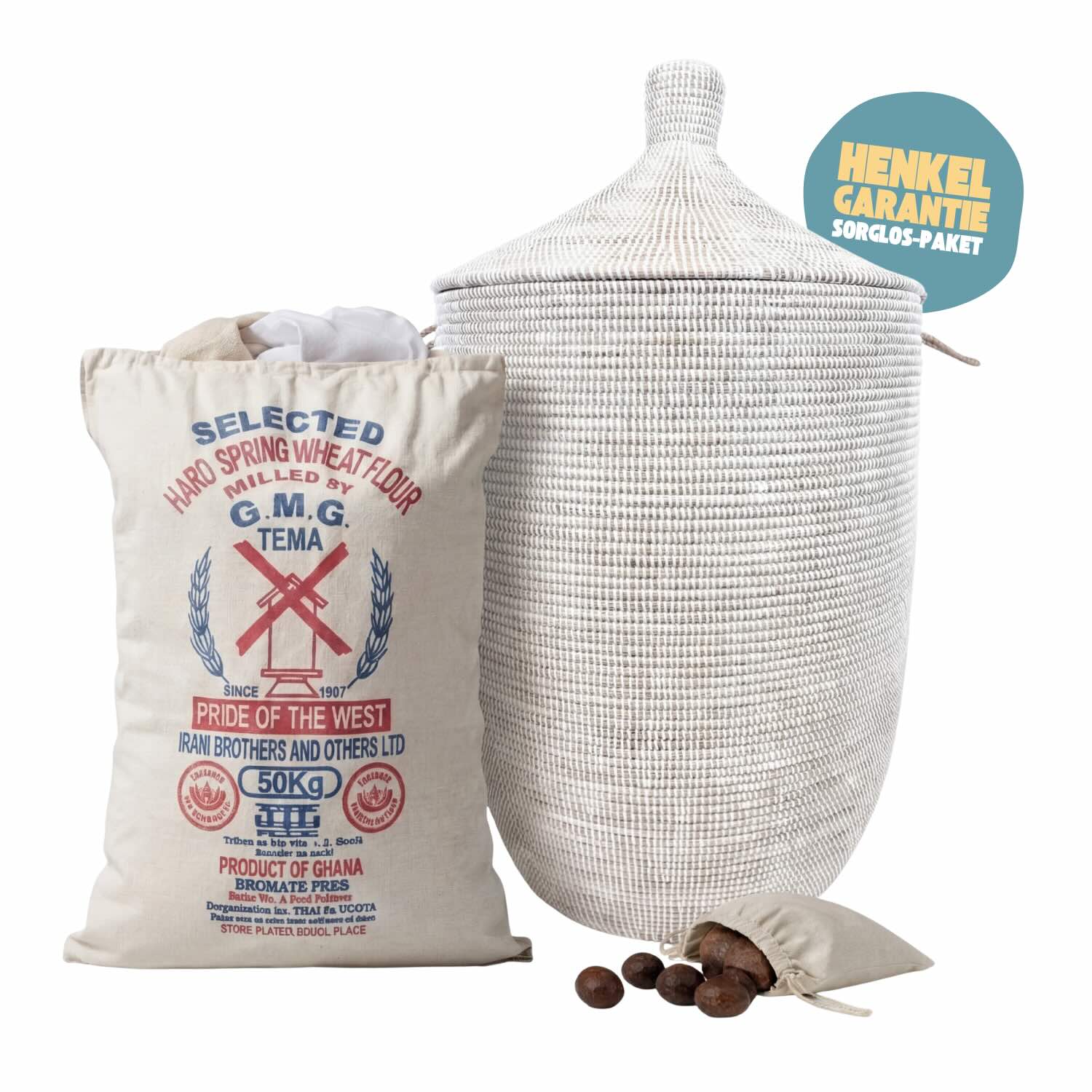 Wäschekorb Senegal L - Stripes weiß