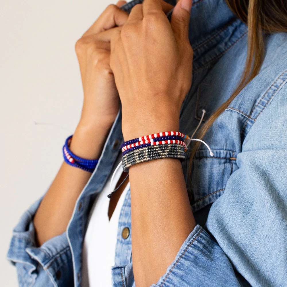 Perlenarmband - Yala - Blau/Rot Perlenarmband - Yala - Blau/Rot