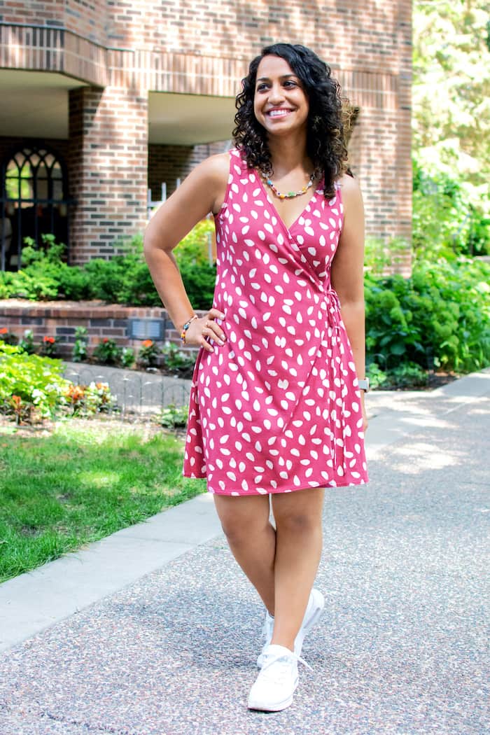 Wrap Dress - Leaf Dots - Rosewood Wrap Dress - Leaf Dots - Rosewood