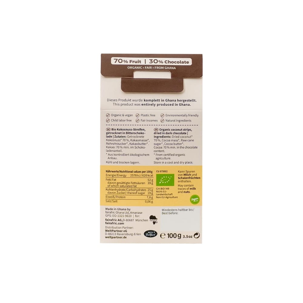 Bio Dipped Fruits - Kokos in 70% Zartbitter - Ghana