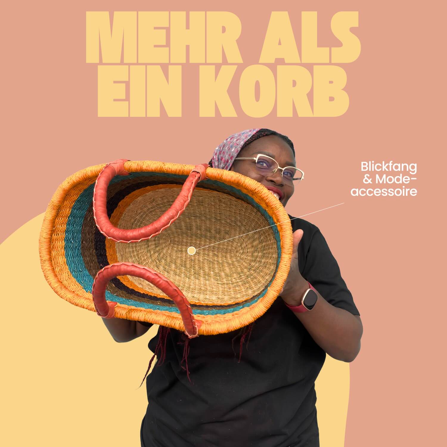 Bolga Korb - Cape Coast - Viele Farben - Oval