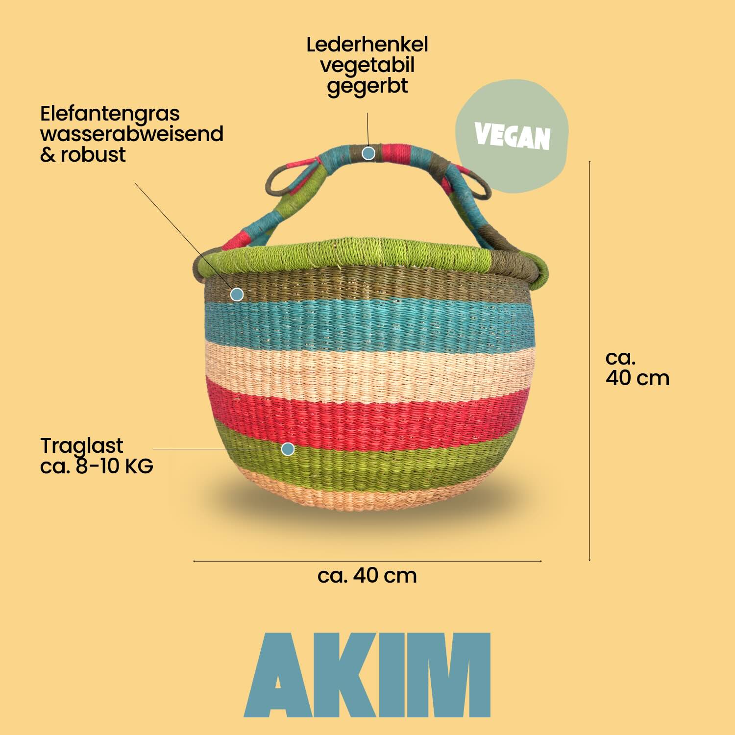 Bolga Korb Vegan - Akim - Rund