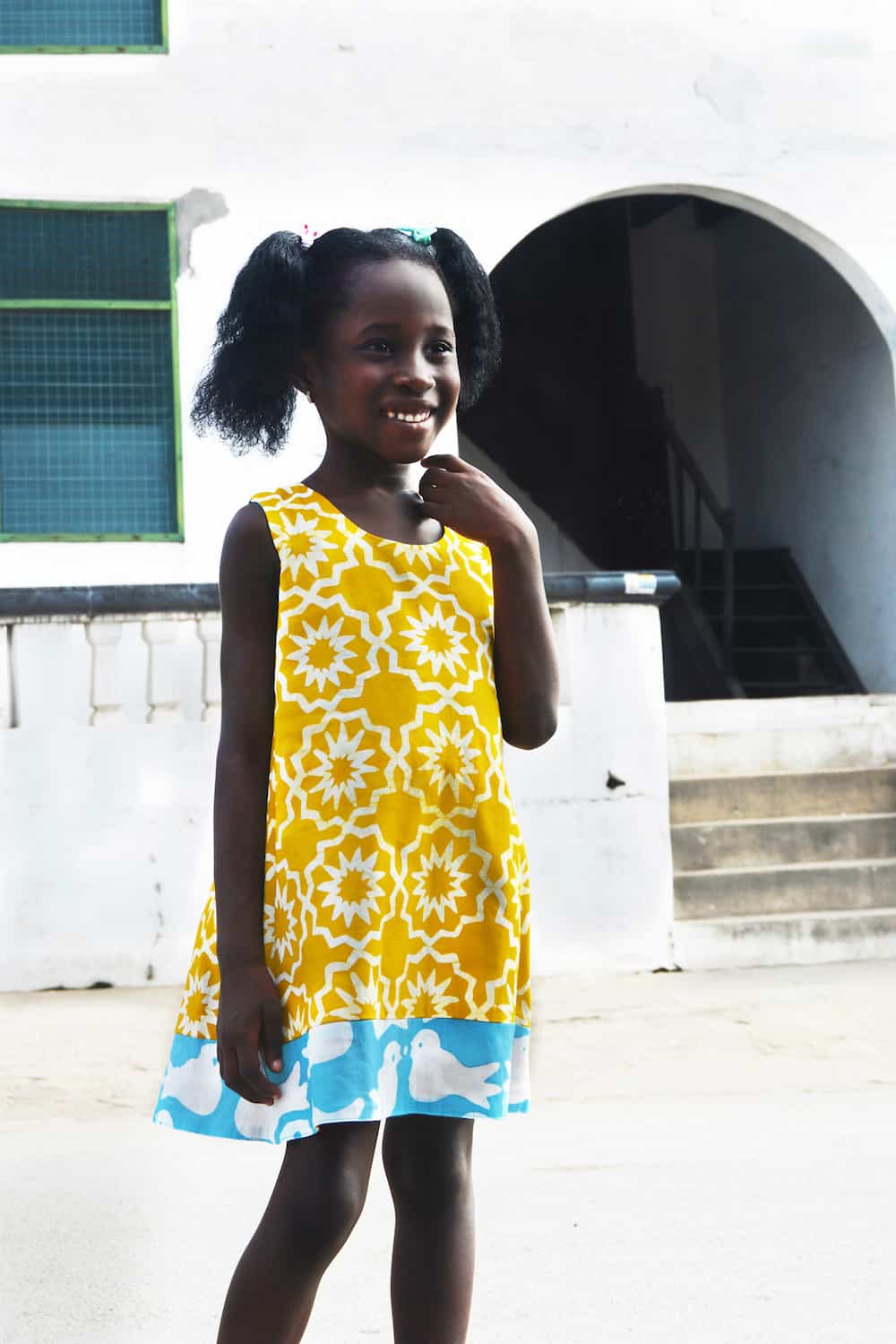 Girls Reversible Dress - Chroma Mustard