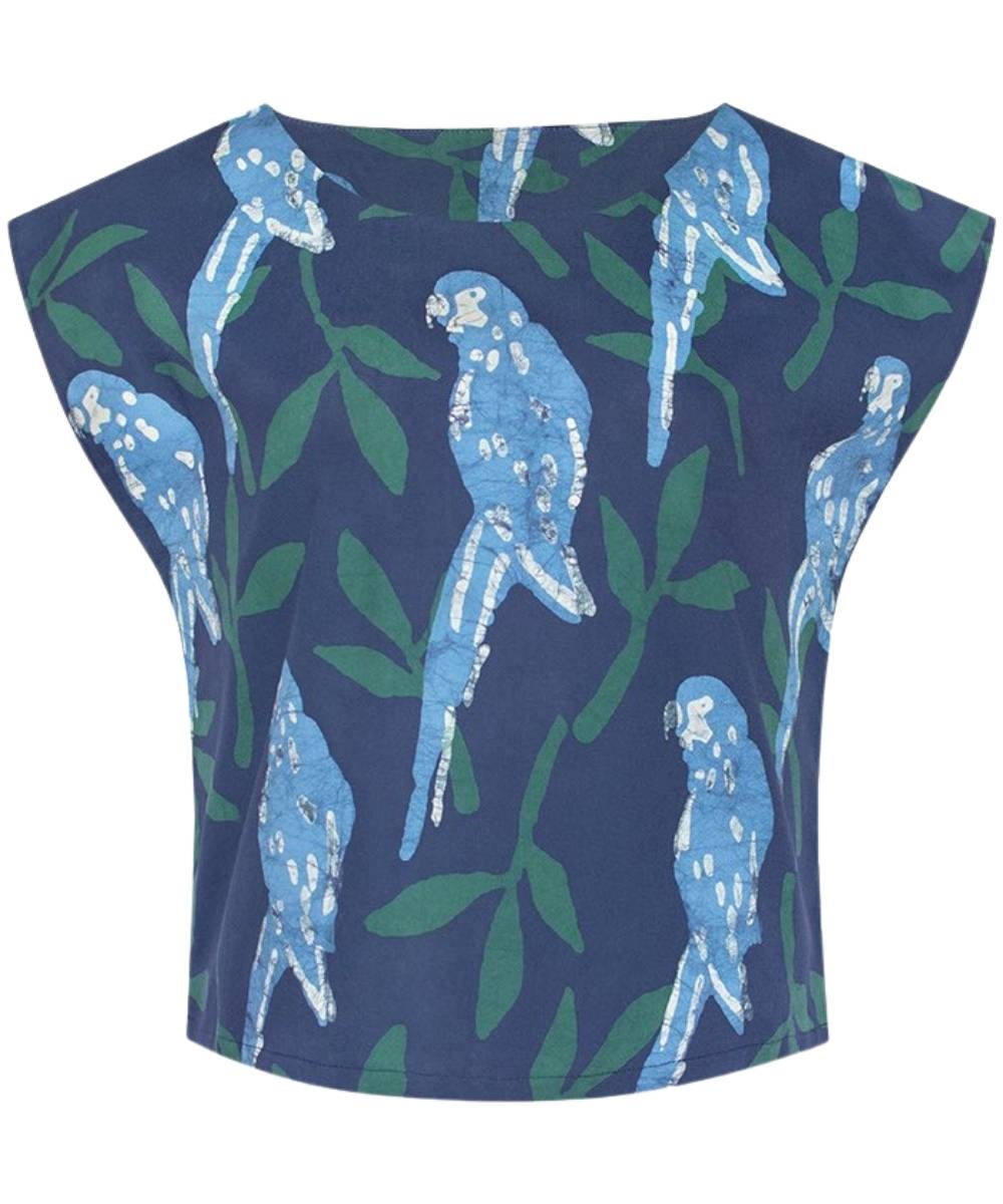 Boxy Bluse - Parrots Spruce - Blau