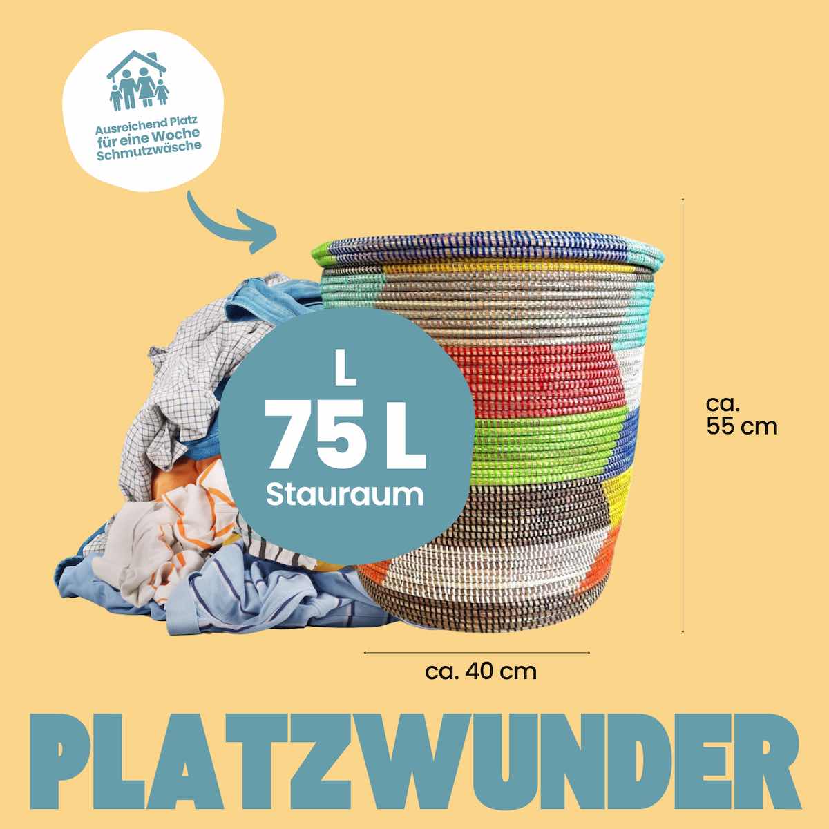 Fairtrade Flachdeckel Waeschekorb bunt rund geflochten aus dem Senegal Platzwunder Zick Zack Bunt L Fairtrade Flachdeckel Waeschekorb bunt rund geflochten aus dem Senegal Platzwunder Zick Zack Bunt L