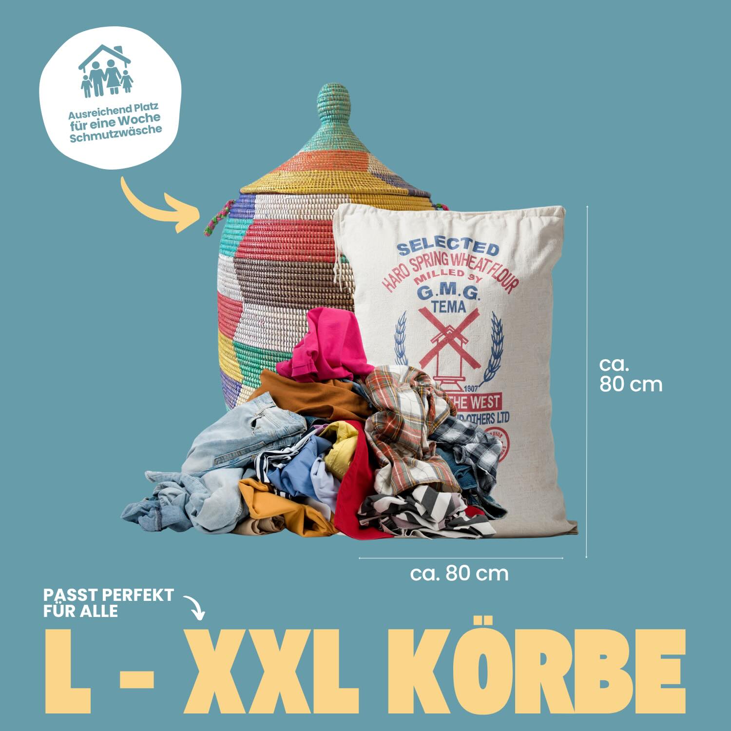 Eco Wäschesack für L-XXL Körbe - Upcycling Eco Wäschesack für L-XXL Körbe - Upcycling