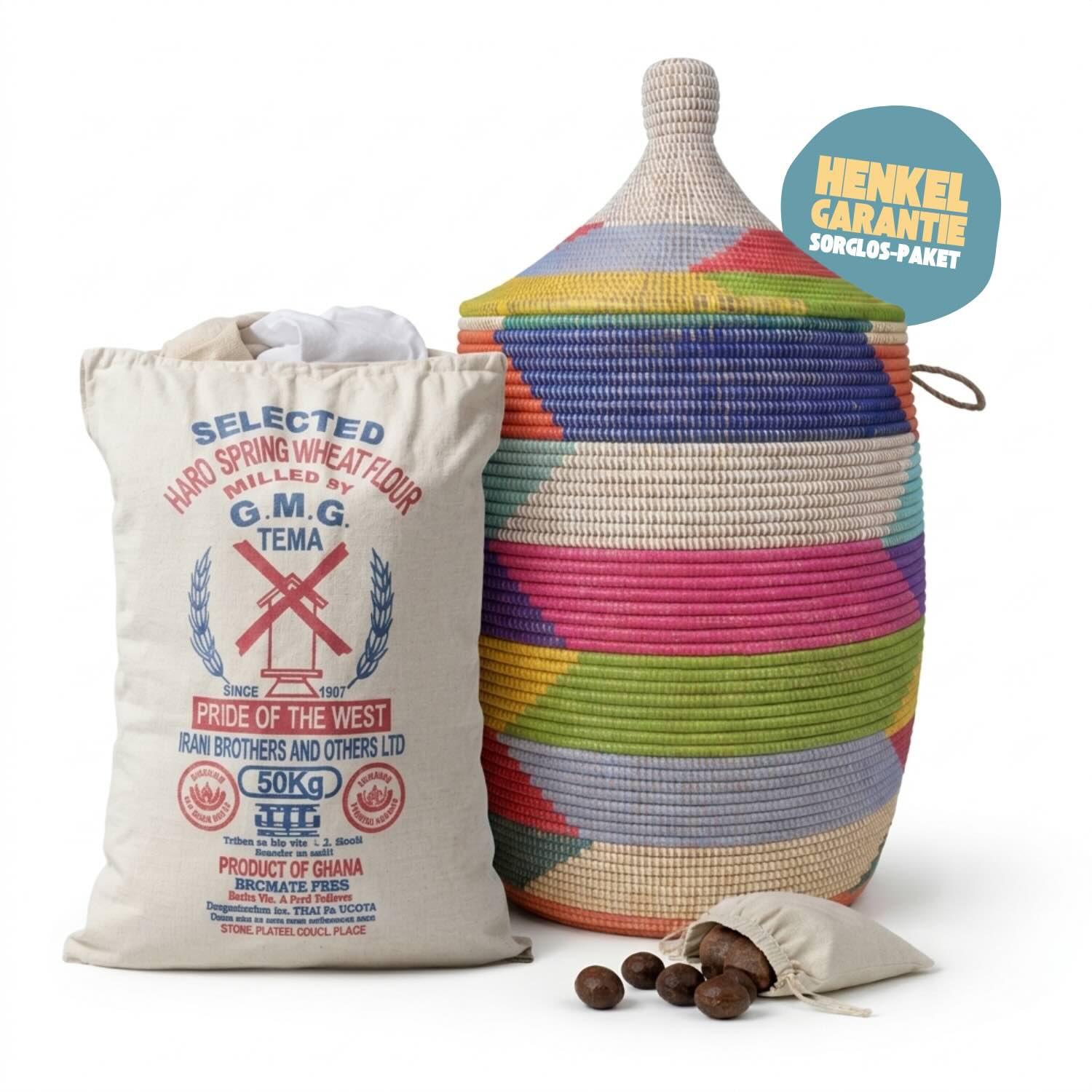 Wäschekorb Senegal L - Zick Zack - Bunt