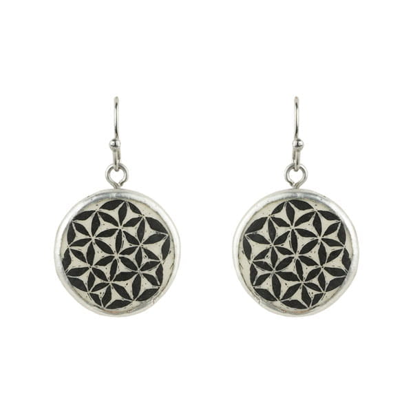 Blume des Lebens - Ohrringe - Straußenei Blume des Lebens - Ohrringe - Straußenei