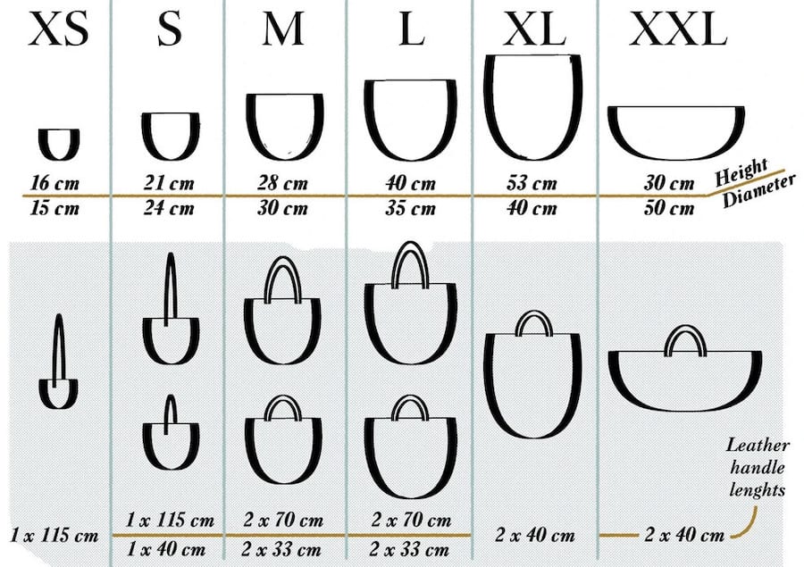 Mifuko Kiondo Basket Size Chart Größe