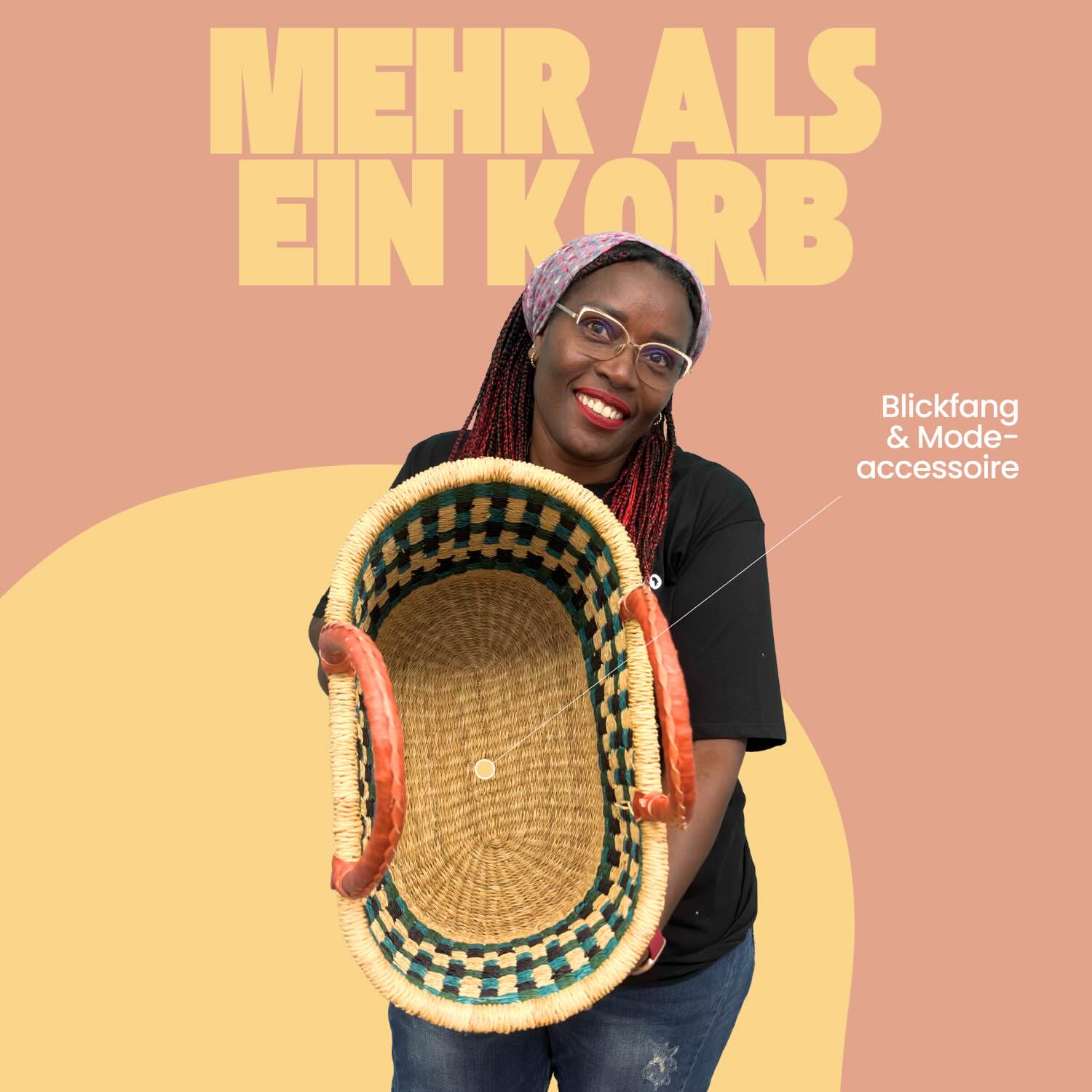 Bolga Korb - Cape Coast - Viele Farben - Oval