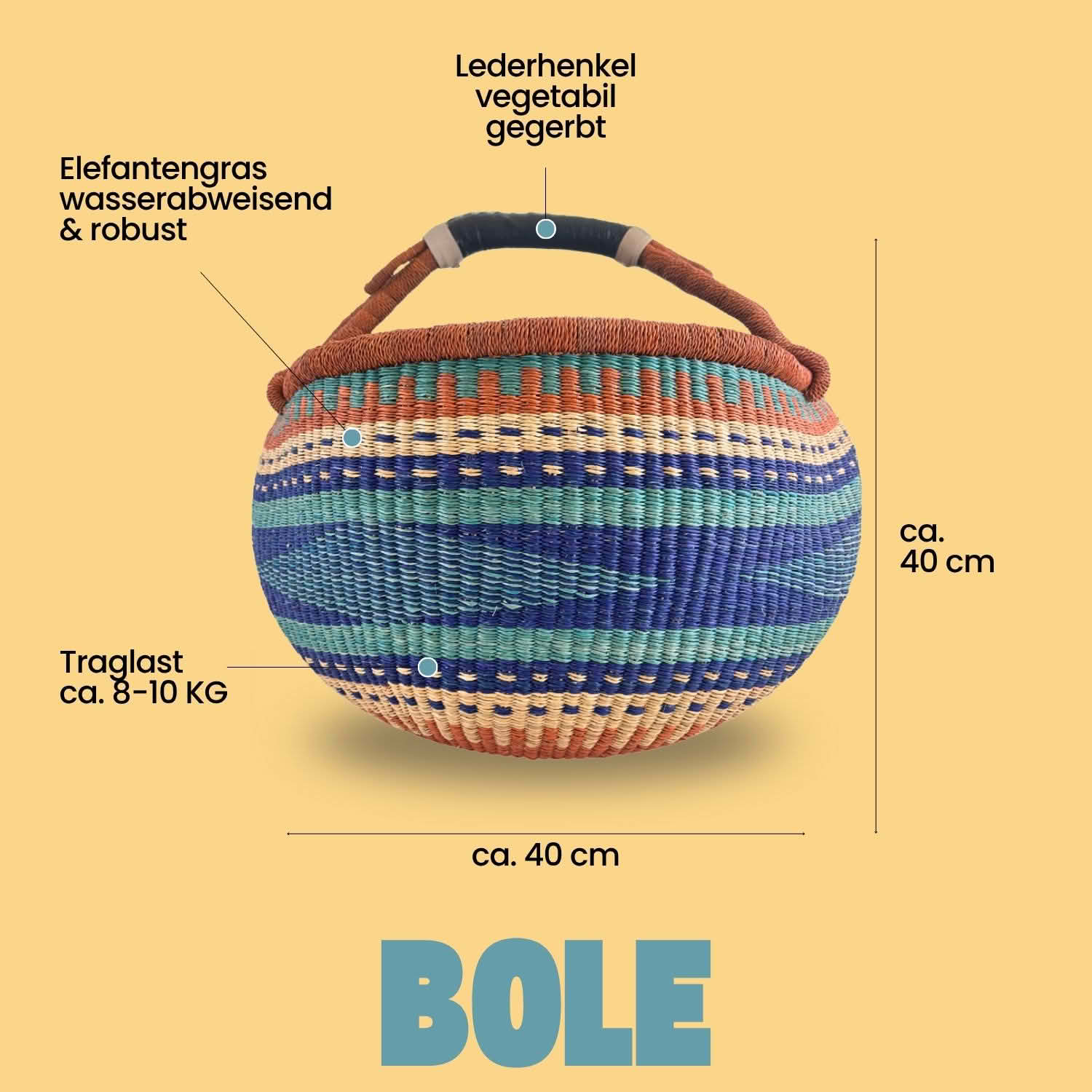 Bolga Korb - Accra - Viele Farben - Rund Bolga Korb - Accra - Viele Farben - Rund