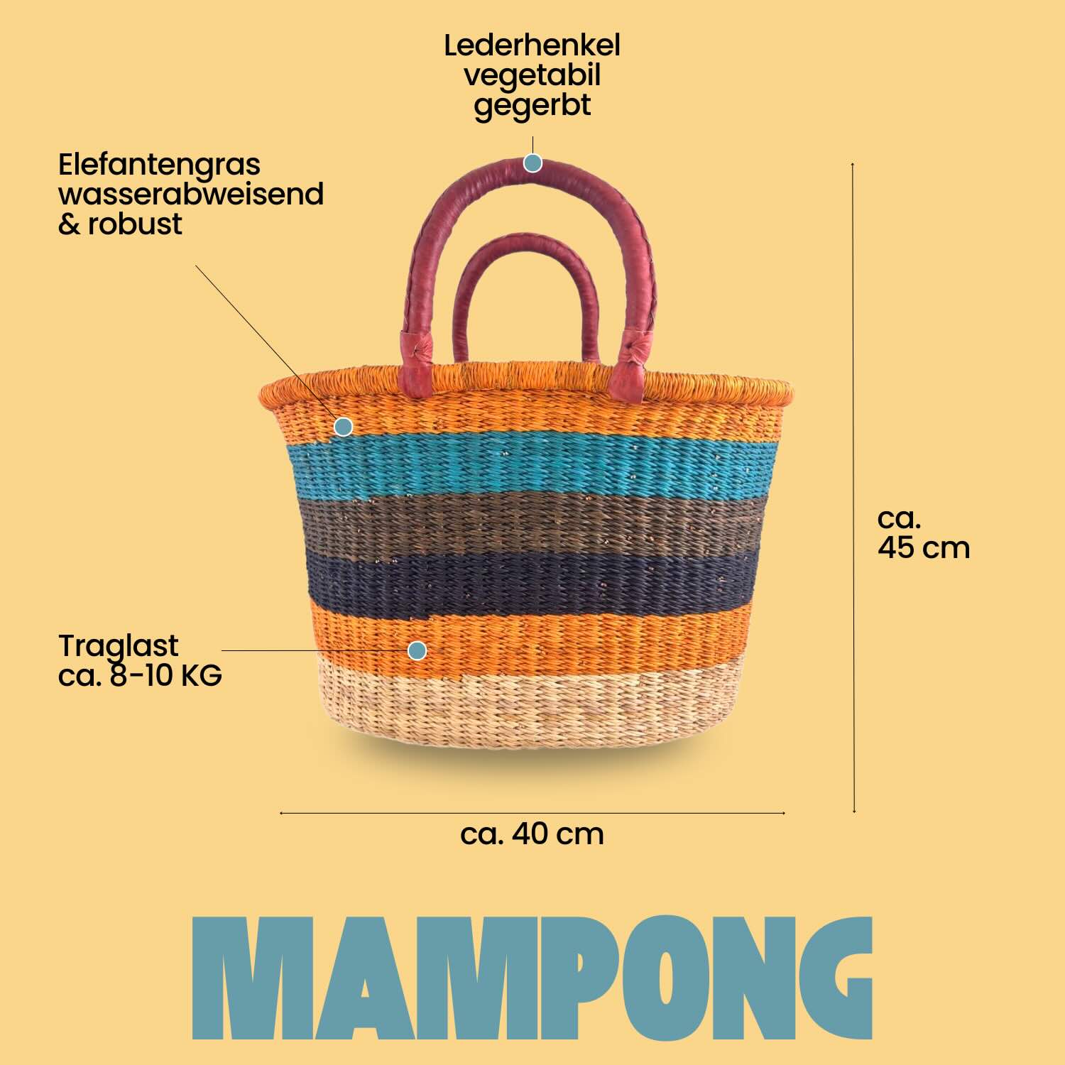 Bolga Korb - Cape Coast - Viele Farben - Oval Bolga Korb - Cape Coast - Viele Farben - Oval