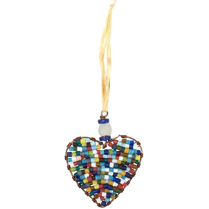 Perlenanhänger Herz Christbaumschmuck nachhaltig Perlenanhänger Herz Christbaumschmuck nachhaltig