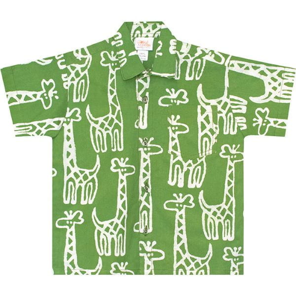 Boys Button Down Shirt - Giraffe - Grün Boys Button Down Shirt - Giraffe - Grün