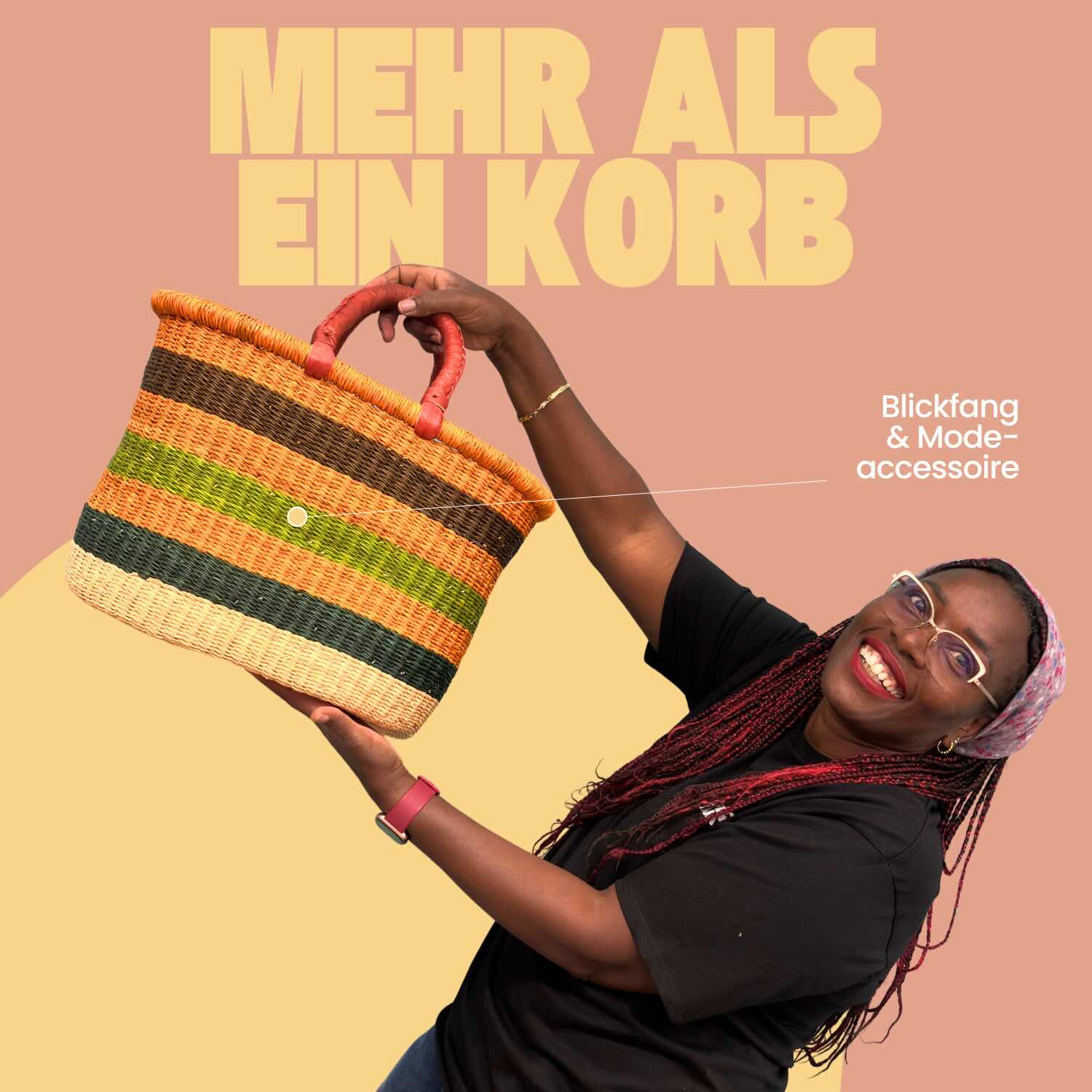 Bolga Korb - Cape Coast - Viele Farben - Oval