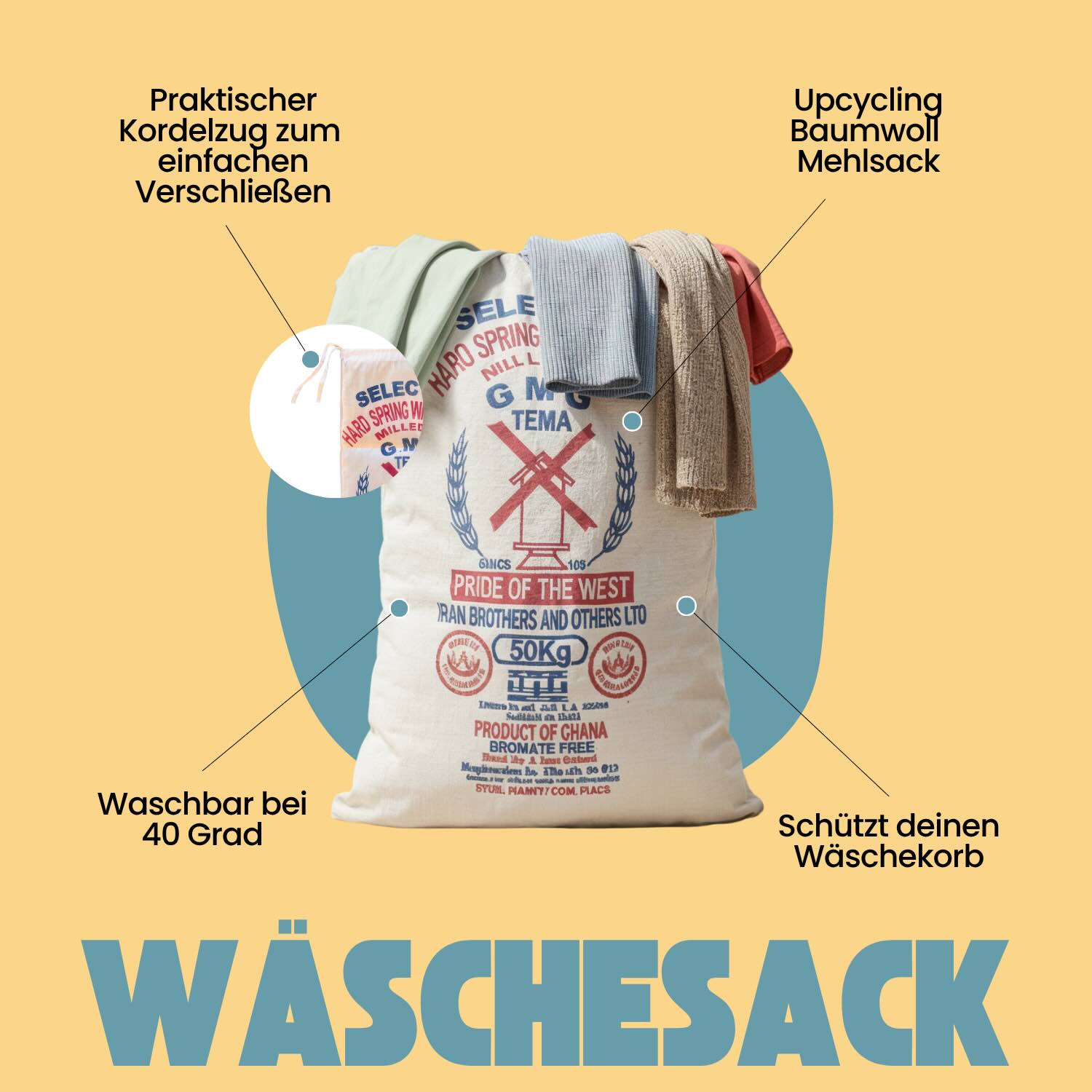 Eco Wäschesack für L-XXL Körbe - Upcycling