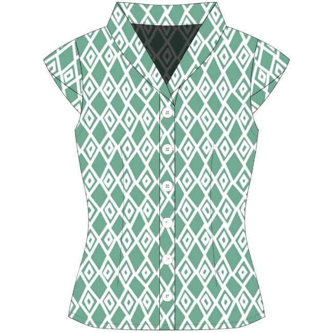 Retro Bluse - Argyle Sage - Grün Retro Bluse - Argyle Sage - Grün