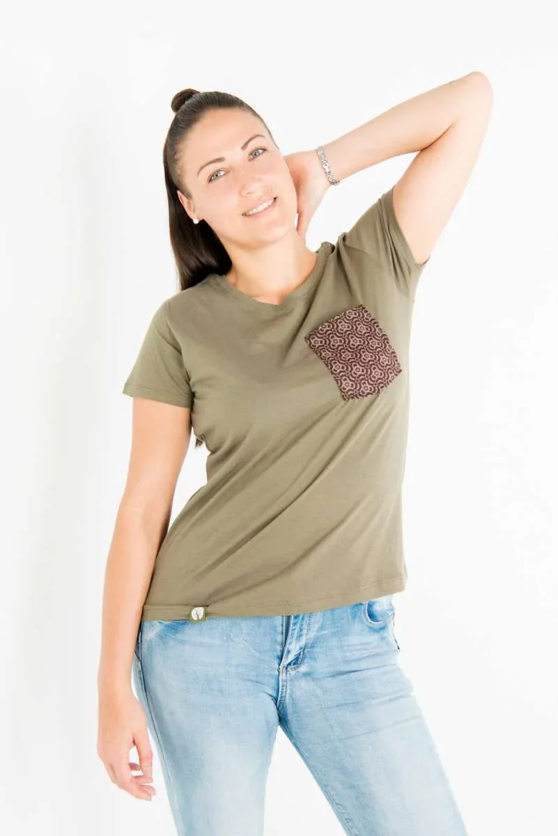 Shwe Shwe Tasche - Woman - Khaki - Organic Shirt Shwe Shwe Tasche - Woman - Khaki - Organic Shirt