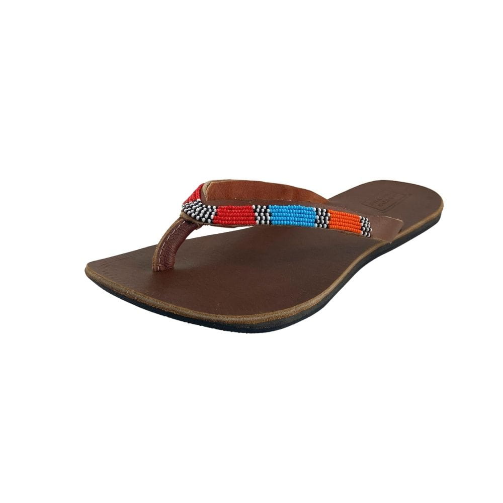 Massai Sandalen mit Perlen braun Atlas Multi Swahili Coast