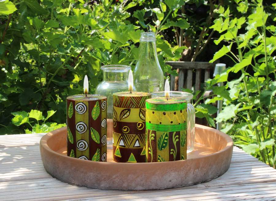 Bunte Kerzen | Handbemalt | Baba | 5x7cm | Fair Trade