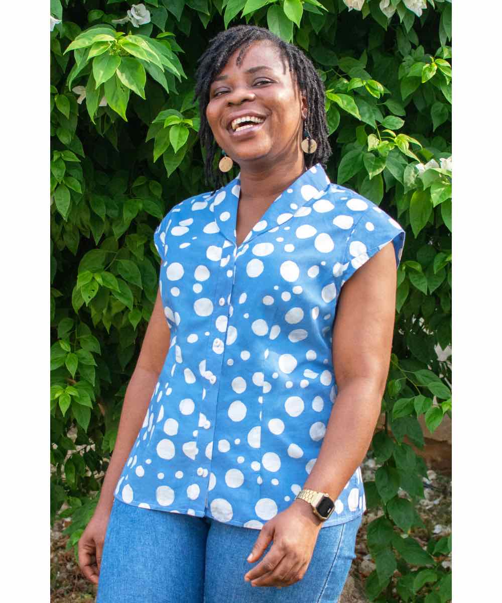 Retro Bluse - Toffee Stone - Blau Retro Bluse - Toffee Stone - Blau