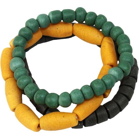 Recycling Armband Manye Global Mamas Gelb Mustard Glasperlen