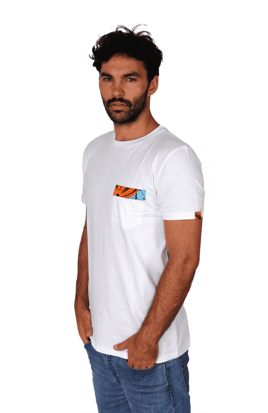 Organic Pocket T-shirt Tasche Damen Herren Weiß Kitenge Organic Pocket T-shirt Tasche Damen Herren Weiß Kitenge