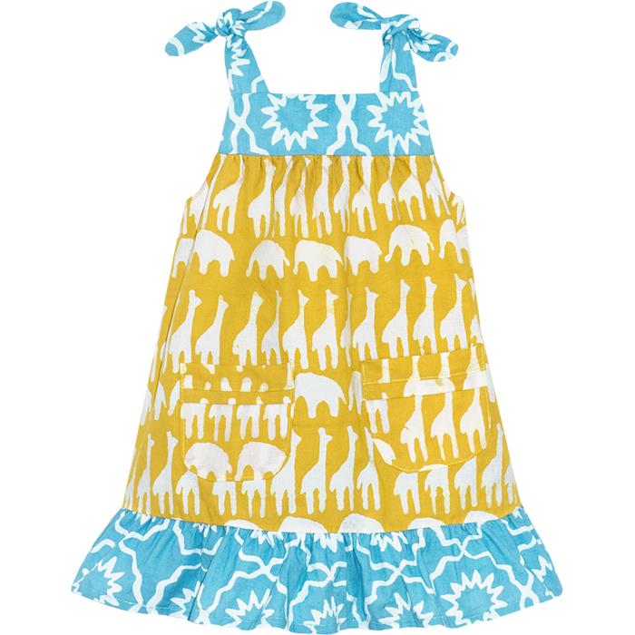 Girls Pocket Dress - Sahara Mustard