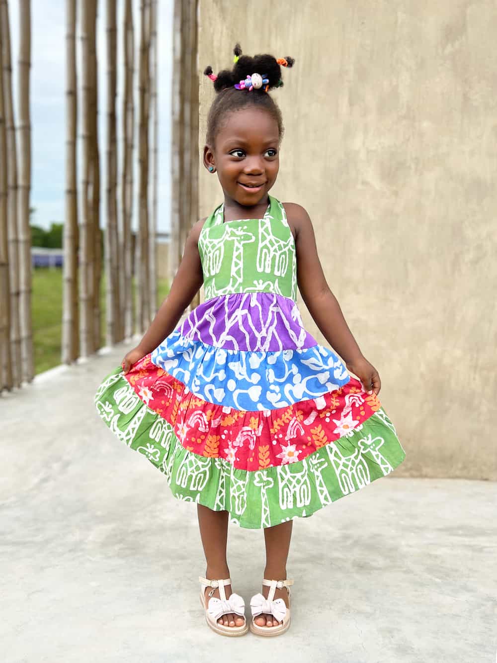 Girls Carousel Dress - Giraffe Olive Girls Carousel Dress - Giraffe Olive