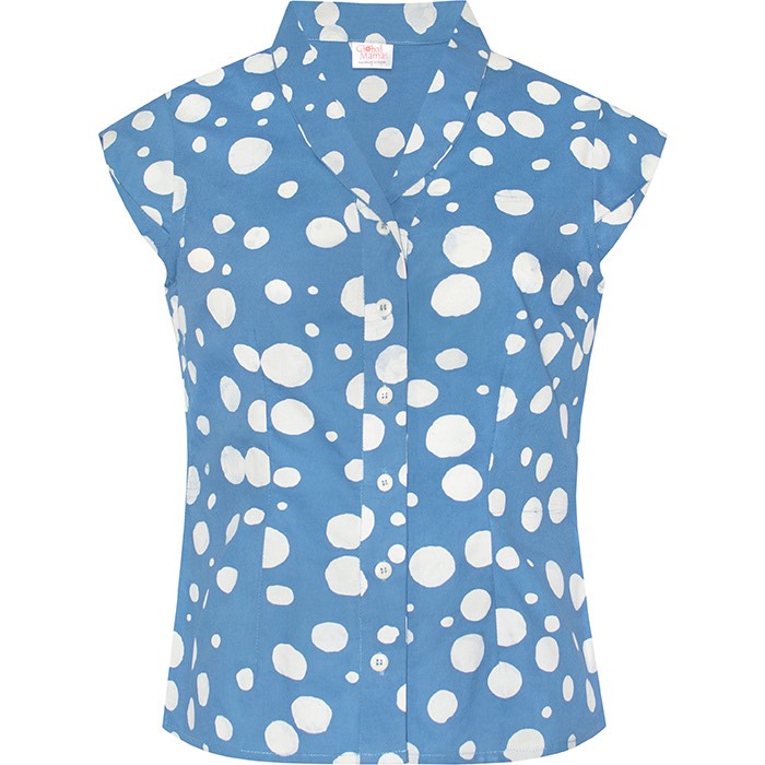 Retro Bluse - Toffee Stone - Blau