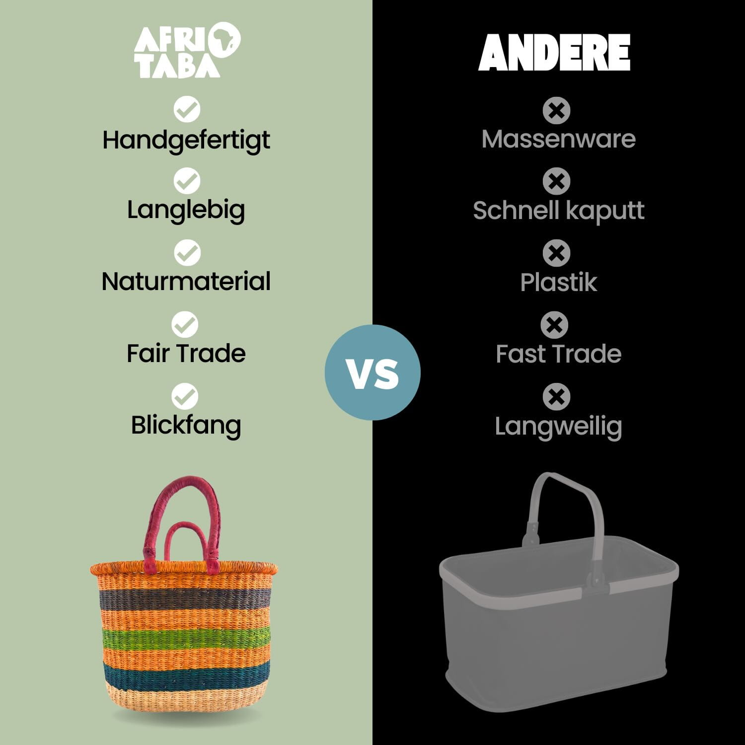 Bolga Korb - Cape Coast - Viele Farben - Oval