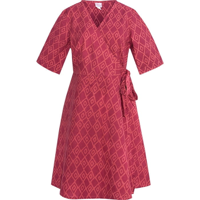 Wrap Dress 3/4 - Argyle Wine - Rot Wrap Dress 3/4 - Argyle Wine - Rot