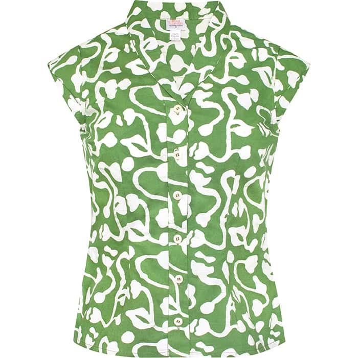 Retro Bluse - Brambles Olive - Grün