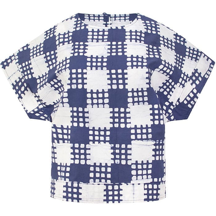 Crew Bluse - Gingham Navy - Blau