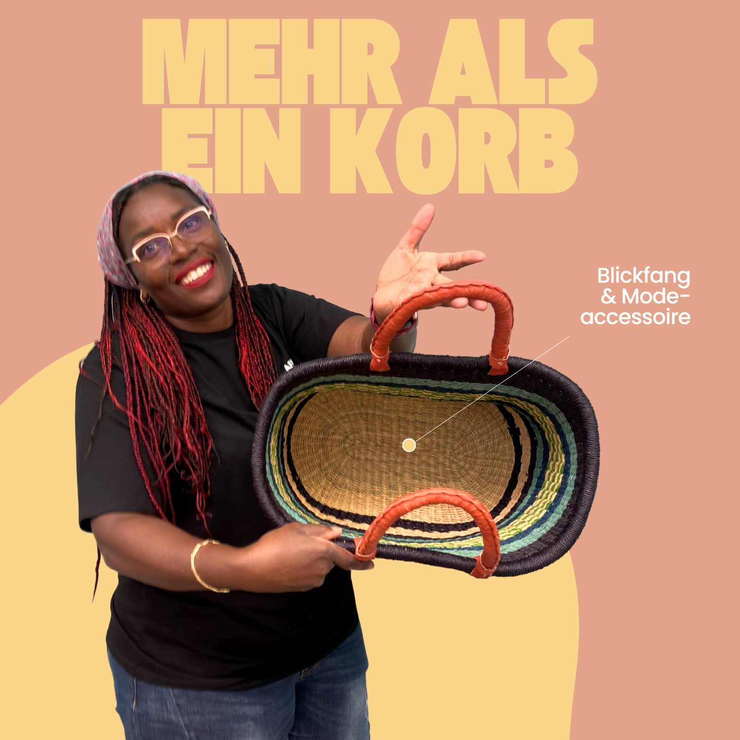 Bolga Korb - Cape Coast - Viele Farben - Oval