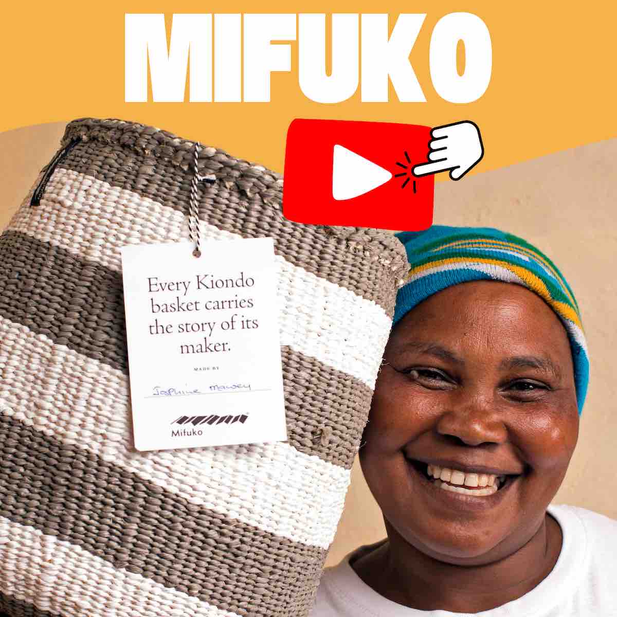 Mifuko Kenia Fair Trade Kiondo Tasche M Braun Natur Weiss