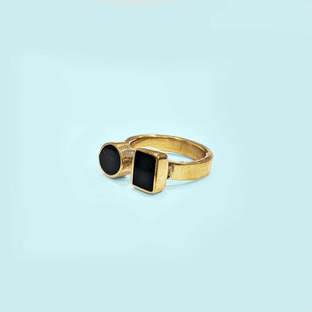 Messing Fingerring - Geo Inlay Messing Fingerring - Geo Inlay