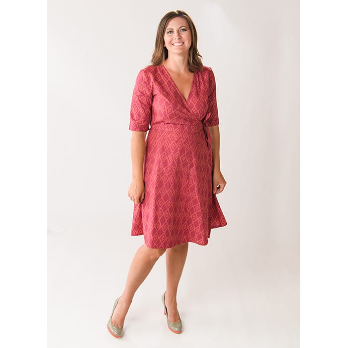 Wrap Dress 3/4 - Argyle Wine - Rot