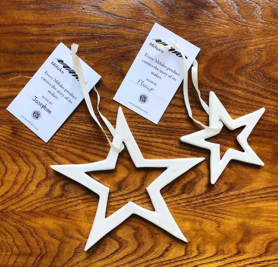 Mifuko Christmas Stars White ceramic Mifuko Christmas Stars White ceramic