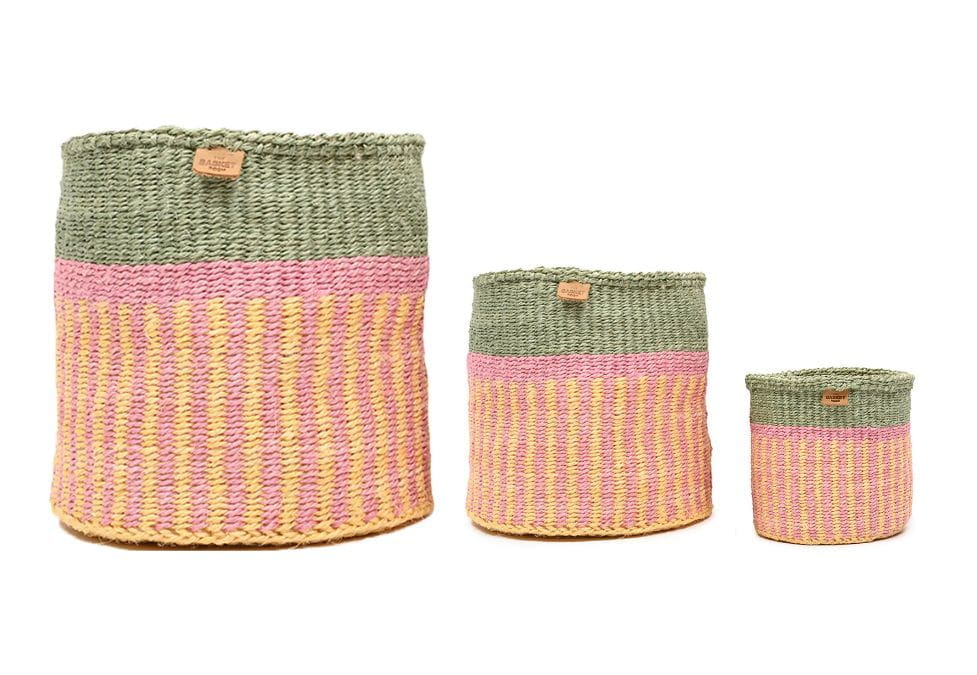 Sisal Korb Hoja The Basket Room Grün Natur Pink