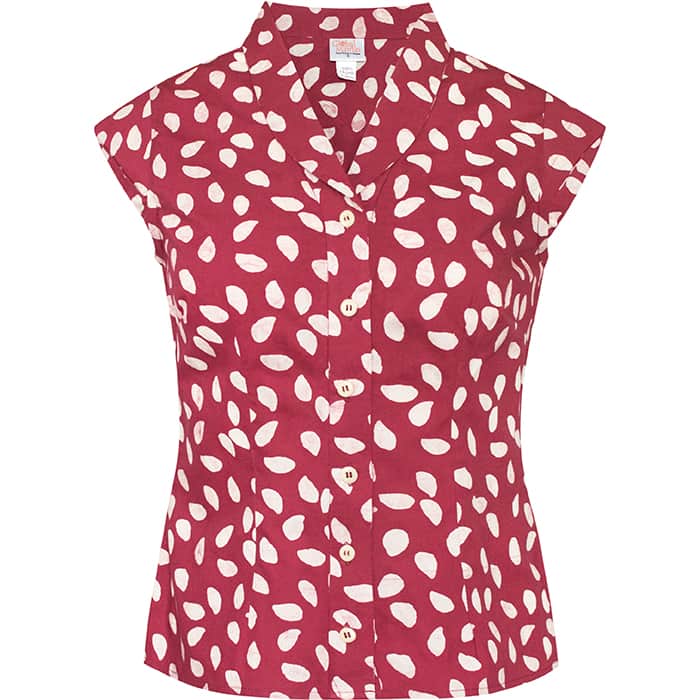 Retro Bluse - Leaf Dots - Rosewood Retro Bluse - Leaf Dots - Rosewood