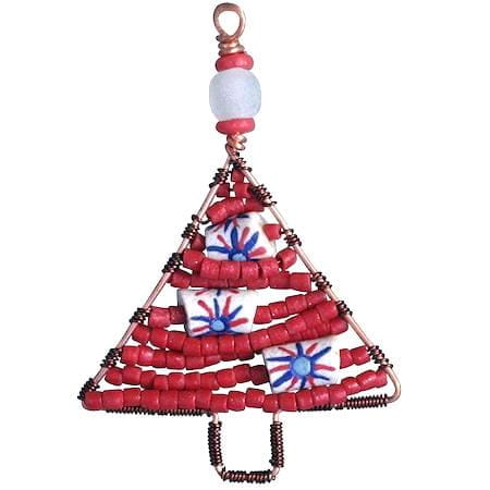 Perlenanhänger Baum - Rot Klein - Upcycling Perlenanhänger Baum - Rot Klein - Upcycling