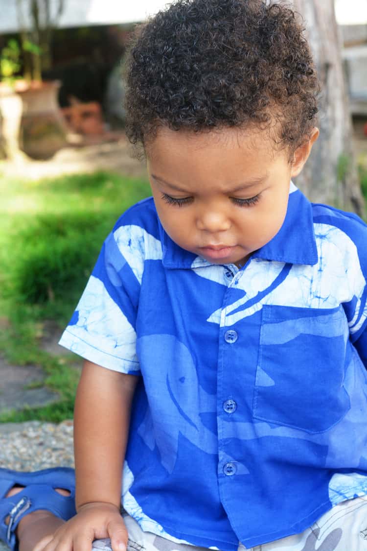 Boys Button Down Shirt - Elephants - Blau