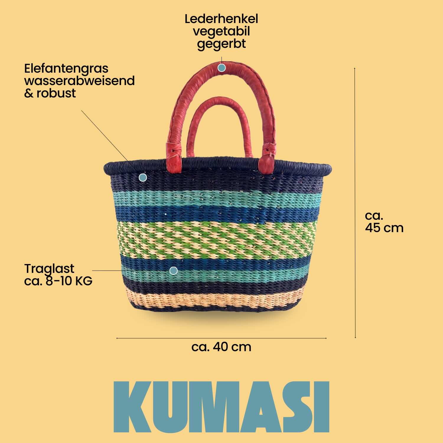 Bolga Korb - Cape Coast - Viele Farben - Oval