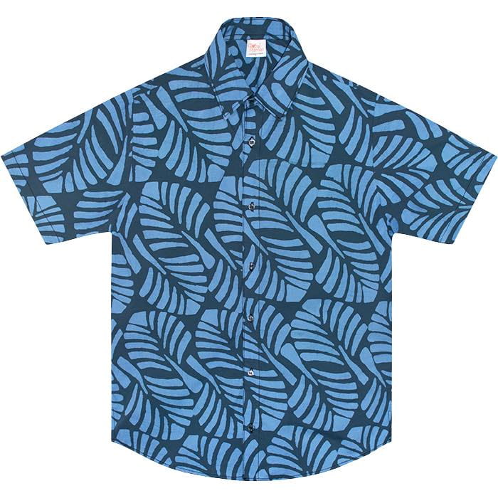 Slim Fit Hemd - Deco Leaf Spruce - Blau