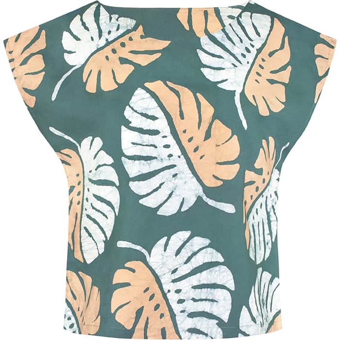 Boxy Bluse - Monstera Teal - Blaugrün Boxy Bluse - Monstera Teal - Blaugrün